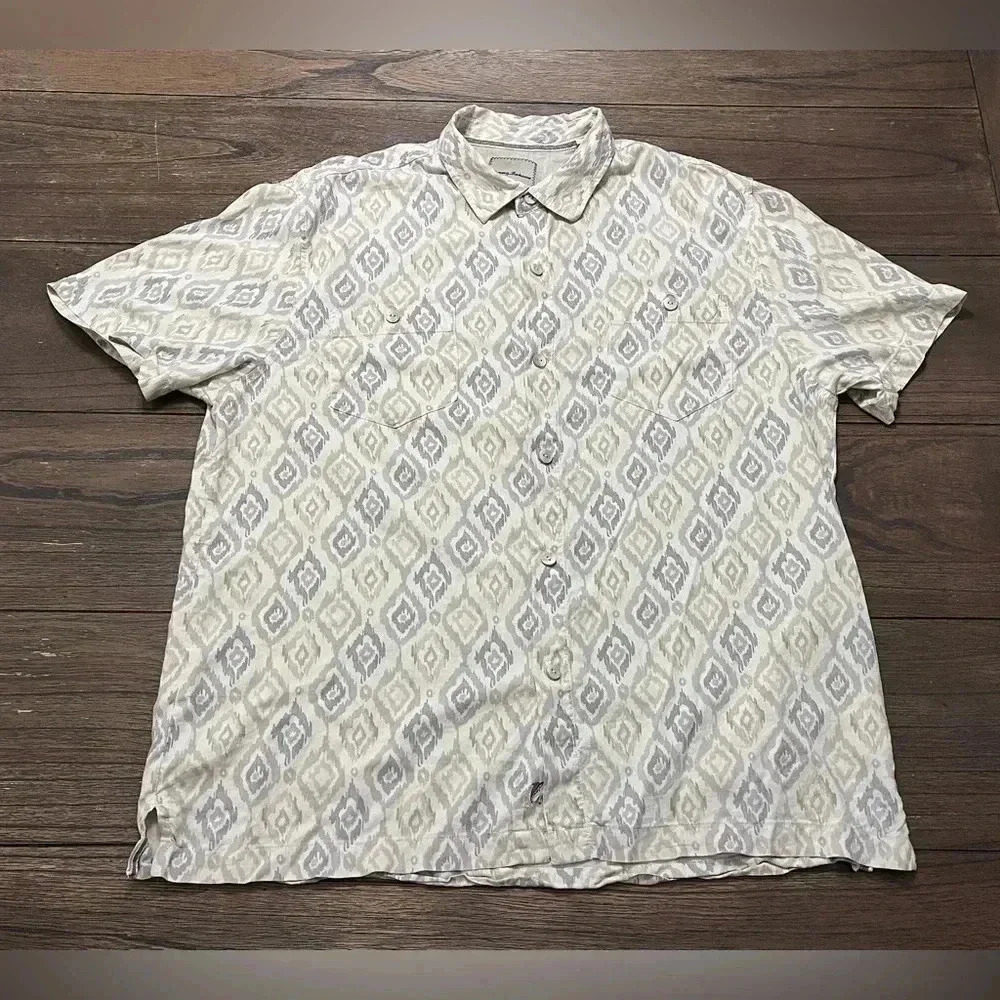 Tommy Bahama Silk Short Sleeve Button Down Shirt Mens size XL